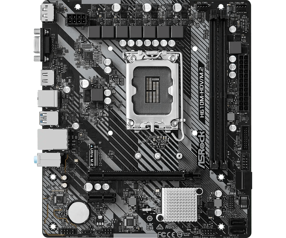ASRock H610M - HDV/M.2 R2.0 LGA 1700 Socket Intel Motherboard | 90 - MXBJH0 - A0UAYZ - Vektra Computers LLC ASRock H610M - HDV/M.2 R2.0 LGA 1700 Socket Intel Motherboard | 90 - MXBJH0 - A0UAYZ - Vektra Computers LLC